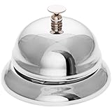 GRÄWE Tischklingel aus Edelstahl Ø 8,5 cm, Klingel für Tresen, Lehrer Klingel, Tischglocke, Laute Hotelglocke, Rezeptionsklingel, Serviceglocke, Klingel, Empfangsklingel