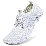 Racqua Wasser Schuhe Schnell Trocken Barfuß Strand Aqua Sport Schwimmen Surf Pool Wandern Tauchen Wandern für Männer Frauen Weiß 39