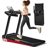 Laufband für Zuhause Klappbar mit Steigung 9%, Laufbänder 12KM/H, Treadmill for Home mit 3,0-PS-Motor und 12 voreingestellte Programme, Max Belastung 136KG