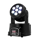 MEELRYD 7X10W Moving Head Wash Mini Bühnenlicht, LED Disco Light with Remote, DMX512 RGBW Lichteffekte 5 Steuerungsmodus, DJ Partylicht für Disco, Bar, Club, Hochzeit