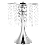 SEWACC Kristall Kerzenständer mit Perlenvorhang 28cm Hochzeit Kerzenhalter aus Eisen und Kunststoff Multifunktionaler Party und Hochzeits Dekor