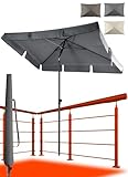 4smile Sonnenschirm + Sonnenschirm Schutzhülle - SET, Anthrazit - UV50+ Sonnenschirm rechteckig 200x125cm als Sonnenschutz Balkon - Balkonschirm höhenverstellbar, Knickfunktion