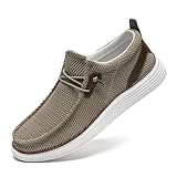 LANGFEUU Herren-Slipper Slip-On-Schuhe Modische Lässige rutschfeste Schuhe Weiche Bequeme und Atmungsaktive Sportschuhe Braun EU 46