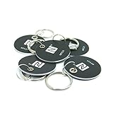 NFC Tag Anhänger PVC, 30mm, NXP NFC Chip, 180 Byte, schwarz, optimal für Geräte-/ Profilsteuerung (WLAN, Bluetooth, Apps), kompatibel mit Allen NFC Smartphones und Tablets, 5 Stück