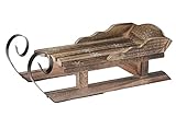 Spetebo Deko Holz Schlitten mit Metallkufen - 47 cm/groß - Weihnachts Tischdeko im antiken Look - Winter Fenster Dekoration Kiefernholz geflammt Shabby chic