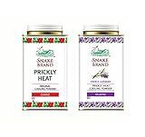 SNAKE BRAND Prickly Heat Kühlendes Körperpuder, 140 g, Doppelpack, klassischer & entspannender Lavendel (je 1 Stück)