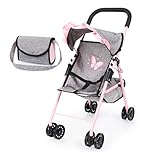 Bayer Design 21533AD Puppenbuggy mit Dach, integriertem Korb, Tasche, Doppelräder, faltbar