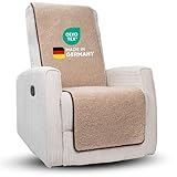 Novaliv Sesselschoner für Relaxsessel Hellbraun - Universeller Sesselschoner ohne Armlehne - Schonender Sessel Bezug aus Schurwolle - Sesselbezug Relaxsessel Sesselauflage Sesselüberwurf ohne Armlehne