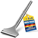 S&R Hochleistungs-Fliesenmeißel SDS-MAX-Schaft 300x80mm abgewinkelt, Industrie-Qualität Made in Germany, speziell gehärtet, optimierte Meißel-Geometrie, für SDS-MAX Aufnahme
