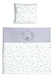 Amilian Kinderbettwäsche 80x80 Baby Bettwäsche Set mit Stickerei Größe Babybettwäsche 80x80 mit Kissenbezug 35x40 100% Baumwolle Kinderwagen Jungen Mädchen Bettwaesche