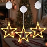 Getyjoe LED Sterne Weihnachtsbeleuchtung 3 Stück Stern Fenster Weihnachten Led Sterne Weihnachtsbeleuchtung mit Saugnäpfe Warmweiß Weihnachtsstern Innen für Weihnachten Balkon, Party,Hochzeit