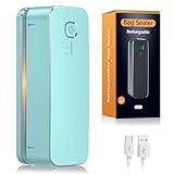 ODSD Mini Folienschweißgerät, Wiederaufladbar Folienschweißgerät mit 3 Geschwindigkeiten, Mini Bag Sealer Versiegelungsmaschine Hand Verschlussgerät für Plastiktüten Beutel Spänesäcke Snack (Grün)