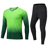 Gralara Padded Goalkeeper Shirt Torwart Hose Fußball Uniform Set mit Atmungsaktivem Schwammpolster Aus Polyesterfaser für Männer Und Kinder Fußball Rugby, XXS