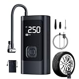 Reifenfüller Auto | 0,2-10,3 bar Luftpumpen für Auto Motorrad Fahrrad - LCD-Display, LED-Licht und kabelloser Kompressor für Reisen und tägliche Bewegungen