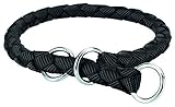 TRIXIE Cavo Zug-Stopp Halsband Größe M–L: Halsumfang 43–51 cm/ø 18 mm in schwarz - Hundehalsband aus Gurtband für mittelgroße bis große Hunde, rund geflochten, 143901