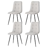 GrandCA HOME 4er-Set Esszimmerstühle,mit Cord-Polstersitz, Moderne Küchenstühle mit Metallbeinen, Grau