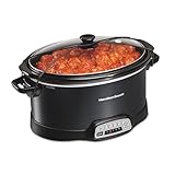 Hamilton Beach Portable 7-Quart Programmable Slow Cooker With Lid Latch Strap for Easy Transport, Dishwasher-Safe Crock, Black (33474)