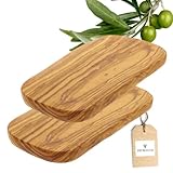 2x HOFMEISTER® Schneidebrett aus Olivenholz Frühstücksbrett, 2er Set Schneidbrett, Brett mit auffälliger Maserung, aus Olive, robustes Holzbrett, 30 x 15 x 1,5 cm (2 Stück)
