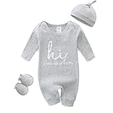 KIDDLETOWN Schlafanzug Baby, Baby Schlafstrampler 3er Pack, Baby Pyjam mit Hut und Handschuhe, Babyschlafanzug Baumwolle, Pyjamas Langarm Strampler 0-3 Monate Schlafoverall Baby für Mädchen und Jungen