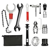 YDIAMEJ 10 Pcs Fahrrad Werkzeug Set, Fahrrad Kassette Removal Tool mit 3-in-1 Kassettenentferner Schlüssel Tretlager Werkzeug Kurbel Kettenbrecher Speichenschlüssel Nabenkonusschlüssel