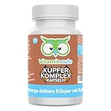 Kupfer Komplex Kapseln - hochdosiert 4 mg - bioaktiv & vegan - Kupfergluconat & Kupferbisglycinat - Produktion in Deutschland - laborgeprüft - kleine Kapseln statt Tabletten - Vitamineule®