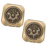 Vaguelly 2 Stück Metall Handwürfel Würfelspielzeug zum Handkrafttraining Sechseckiger Drehwürfel in Antik Messing für Büro und Party