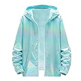 Duanminxi Deals of The Day Party Jacke Herren Karneval Kostüm Glitter Disco Outfit 80er Jahre Herren-Jacken Glänzende Sportjacke mit Kapuze Vintage Kapuzenjacke Bunte Softshelljacke Coole Windjacke