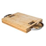 DiConcetto Schneidbrett mit Auffangschalen | Tranchierbrett | Bambus | rechteckig | XXL Antibakteriell Geneigter Saftrille Anti-Rutsch-Füße Beste Qualität 42,5 x 32,5 x 6 cm