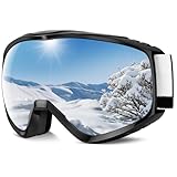 Findway Skibrille Erwachsene für Herren Damen, Snowboardbrille für Brillenträger, OTG UV-Schutz Kompatibler Helm Anti Fog Skibrillen, Silber Sphärisch Verspiegelt