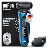 Braun Series 6 Elektrorasierer mit EasyClick Barttrimmer Aufsatz, SensoFlex Rasierer Herren Elektrisch, Wet & Dry, Geschenk Mann, Made in Germany, 61-B1500s, blau