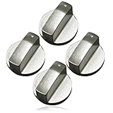 Spares2go Ofenknöpfe aus gebürstetem Stahl, universal, silberfarben, Kontrollschalter, Herd, 6 mm x 4