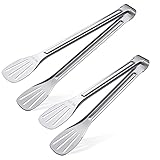 Extodry 304 lebensmittelechte Küchenzangen 2 (22.9 und 30.5 cm), leicht zu reinigen, Edelstahl-Kochzangen-Set, hochglanzpoliert, silberfarben, antihaftbeschichtet, Servierzange, Utensilien usw.
