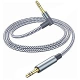 Ticenpe Aux Kabel Audio Kabel 3,5mm Klinkenkabel [1,2M] 90 Grad Aux Kabel mit Winkelstecker, Nylon Geflochtenes Kabel Stereo Klinke auf Klinke für Kopfhörer,Autoradio,Handy,PC,Soundbar,Stereoanlage