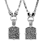 JewelryWe Tempelritter Kreuz Halskette Herren: Edelstahl Sankt Georg Drachentöter Anhänger mit Byzantinische Totenkopf Kette 70cm Schwer Königskette Gothic Punk Amulett Schmuck für Männer, Silber