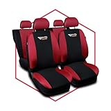 Saferide 3er Set Autositzbezüge PKW universal | Auto Sitzbezüge Polyester Rot für Airbag geeignet | für Vordersitze und Rückbank | 1+1 Autositze vorne und 1 Sitzbank hinten teilbar 2 Reißverschlüsse