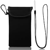IANFAN Handy Tasche, Tasche für Handy Handytasche mit Karabiner und Umhängeband Schwarz Mobile Phone Pouch Handysocke Neopren Handyhülle Taschen Phone Bag für Telefone Bis Zu 6,7 Zoll