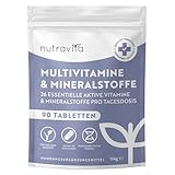 Nutravita Multivitamin & Mineralien – 90 hochdosierte vegane Tabletten (3 Monate) – 26 A-Z Vitamine & Mineralstoffe mit Bioaktiv-Formen – Premium-Rohstoffe – ohne Zusatzstoffe – laborgeprüft