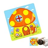 Houde Jigsaw Puzzle, Haus aus Puzzle, mehrschichtiges Modell, Steckpuzzle aus Holz, Tierhaus, Lernpuzzle, Cartoon-Interac