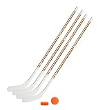 Vancouver Streethockeyschläger-Set Kids 8: 4 Schläger 115cm gerade Kelle & Ball und Puck orange