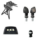 KOMPATIBEL MIT KTM EXC 450 RACING KIT FÜR MOTORRAD UNIVERSAL VERSTELLBARER KENNZEICHENHALTER + 2 NANO LED BLINKER + KENNZEICHENLICHT MIT 3 SMD-LED ALLES ZUGELASSEN