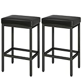 YMYNY Barhocker, Barhocker 2er Set, 66 cm Bar Hocker, Barhocker Schwarz, Barhocker Leder, 6 cm Dickes Kissen Barstuhl 2er Set, Küchenstühle mit Metallgestell, Bar Stühle für Küche, Esszimmer, HBS513B