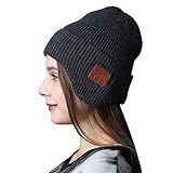 Aedcbaide V5.0 kabellose Bluetooth-Mütze mit Ohrenschutz, Bluetooth-Strickmütze, waschbare Kopfhörer, Freisprecheinrichtung, Bluetooth-Mütze, für Laufen, Camping (grau)