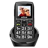 artfone C1+ Mobile Seniorenhandy ohne Vertrag | Dual SIM mit Notruftaste | Rentner Handy große Tasten | 1400 mAh Akku Lange Standby-Zeit | Großtastenhandy mit Ladestation | 1,77 Zoll Farbdisplay