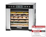 ROMMELSBACHER Dörrautomat DA 650, Dörrfläche 0,5 m², inkl. 7 Edelstahl-Dörrtabletts, 1 Dörrgitter, 1 Dörrunterlage, LCD-Display, 99 Std. Zeitschaltuhr, Temperatur einstellbar (35 °C – 75 °C)