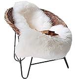 YDFYX Lammfell Schaffell Teppich Kunstfell Dekofell in Super weich Lammfellimitat Teppich Longhair Fell Optik Nachahmung Wolle Bettvorleger Sofa Matte (Weiß, 50 x 80cm)