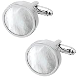 Jonwo Hemd Manschettenknöpfe und Gestüt für Herren Runden Männer Manschettenknöpfe Hemd Französischen Manschetten Tanzparty (Silber Manschettenknöpfe)