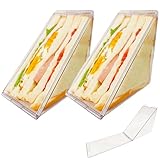 Tangdudu Große Wiederverwendbare Transparente Sandwichbox | Triangle Sandwich Container | Lunchbox | Brotdose To Go | 13 x 13 x 8 cm| Für 2 Sandwiches | Gefrierschrank- und Spülmaschinenfest(2 Stück)