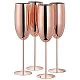 Oak & Steel - 4 Edelstahl Sektgläser (285ml), Champagner & Prosecco Gläser - Roségold / Kupfer - Robust & Unzerbrechlich - Geschenkset für Geburtstage, Hochzeiten & Weihnachten