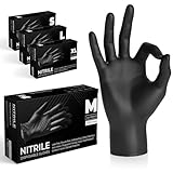 The Real Touch Einweghandschuhe, Schwarze Nitrilhandschuhe - 100 Stück Handschuhe, Puderfrei & Latexfrei Handschuhe Einweg, Einmalhandschuhe für Küche, Reinigung, und Medizin
