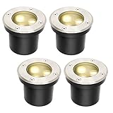 Herrselsam Bodeneinbaustrahler Aussen Led Runde 4er set Led Bodenstrahler Warmweiß Bodenlampe IP65 Wasserdicht Bodenleuchten Bodenspots Außen,für Gartenbeleuchtung und Gehwegbeleuchtung